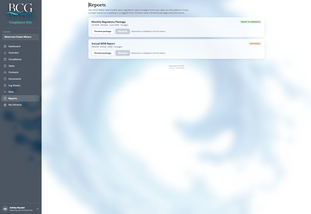 Compliance Hub Reports screen
